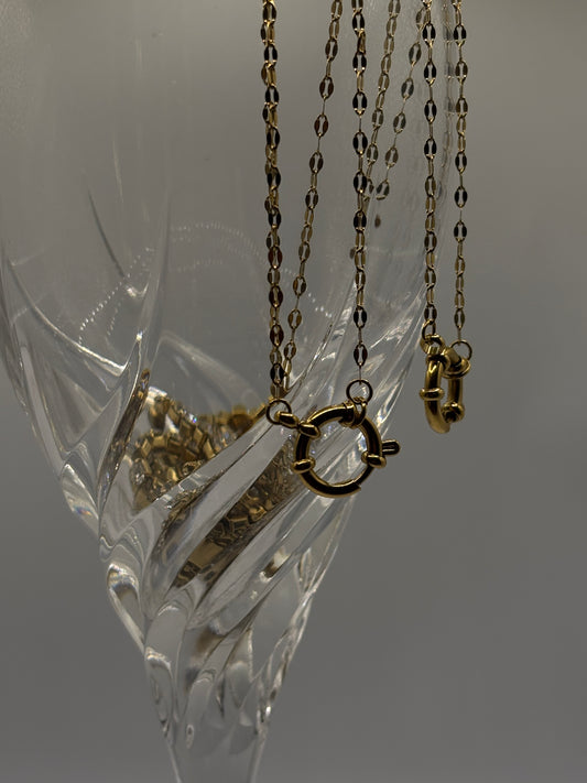 Oval Link Gold Charm Necklace