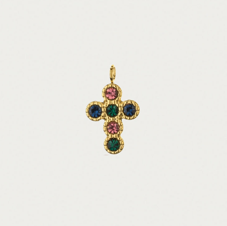 Cross Gemstone Charm
