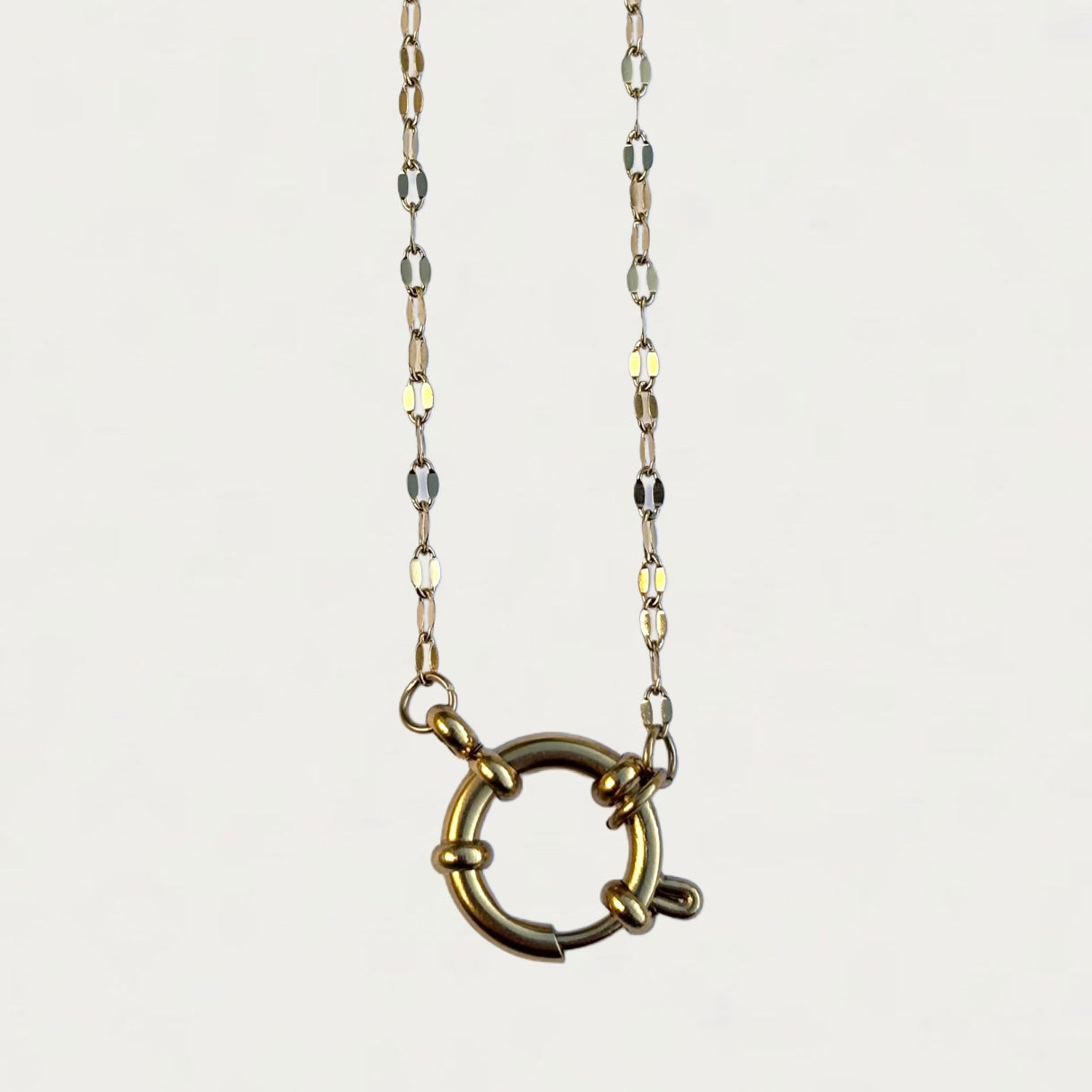 Oval Link Gold Charm Necklace